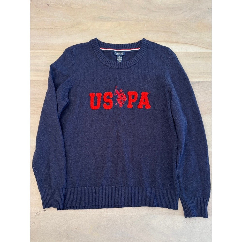 U.S. Polo Assn. Navy Blue USPA Logo Crewneck Knit Sweater Women's Size M